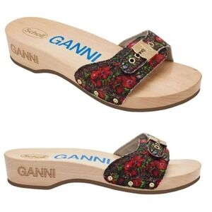 GANNI X Dr. Scholl's Original Clog Sandals Size 10‎ Floral Beet Red Retro